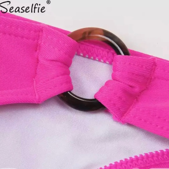 Seaselfie Solid Pink Low-Waist Bikini Set Sexy High Cut Swimsuits Beachwear - Picture 5 of 7